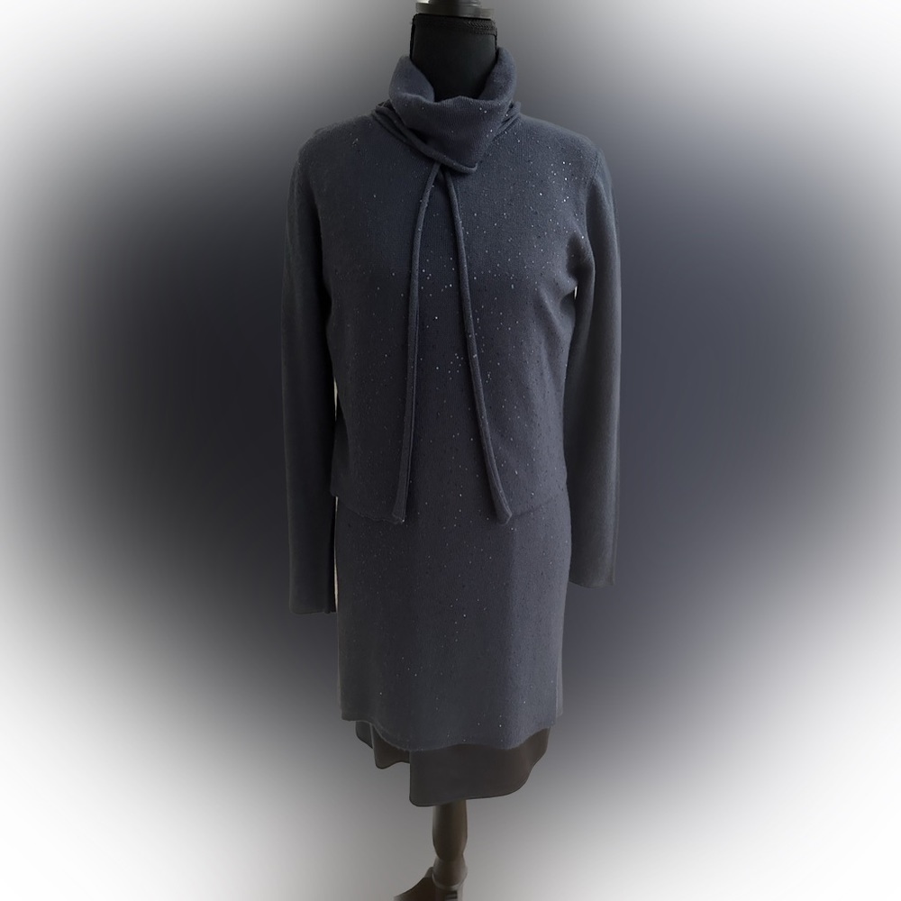 Fabiana Filippi Black Label Cashmere Dress with Cardigan Size Small